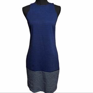 Merona Blue Striped Color Block Coastal Casual Sheath Dress Women's 6